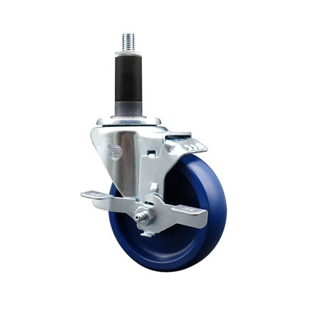 Service Caster 4'' SS Solid Poly Swivel 1-1/8'' Expanding Stem Caster with Brake SCC-SSEX20S414-SPUS-TLB-118